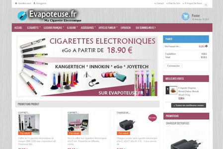Création du site e-commerce de cigarettes électroniques evapoteuse