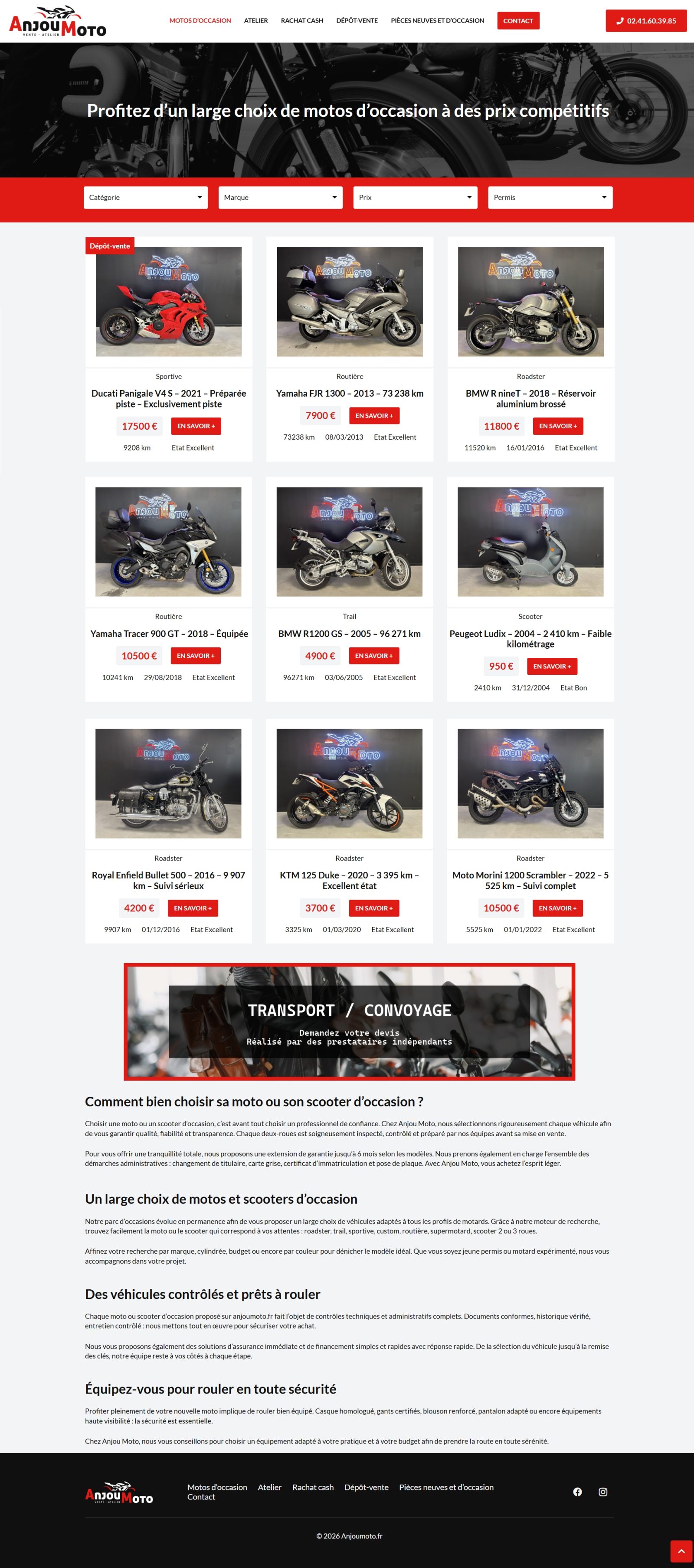 Création site vente de motos